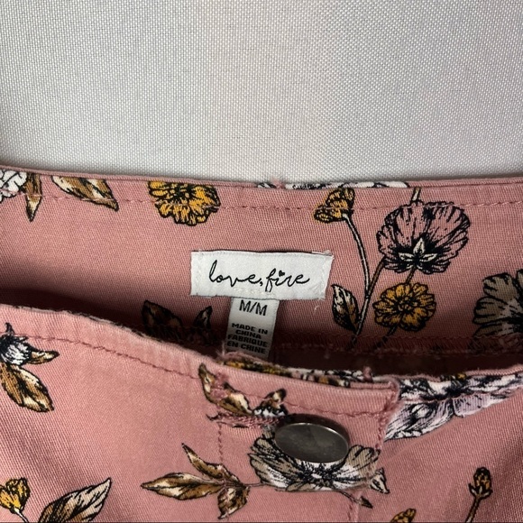 Love, Fire Light Pink Floral Button Down Overall Dress M - Picture 5 of 6